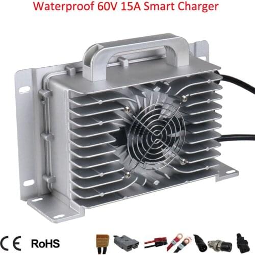 Waterproof 60V 15A LiFePO4 Lead Acid Lithium Charger 67.2V 71.4V 73V Full Seal Smart Charger For Golf Cart Scooter Car