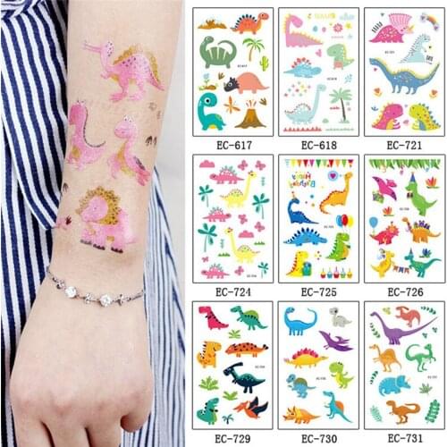 Temporary Colorful Jurassic Dinosaur Children Tattoo Stickers Body Face Art CartoonTattoo Kids Hands Children Flash Tatoo Gifts