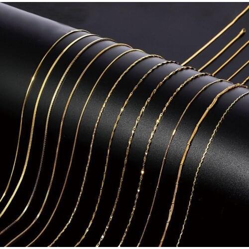 XP Jewelry --( 4 mm 50cm 60cm) 24k Gold Plated Small Chian 1mm Necklaces for Women Fashion Jewelry Nickel free