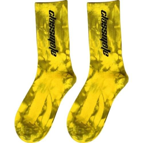 YZ-S-DRY-0006 Tie-dye breathable Cotton socks with graffiti-art sock Running Hiking Tie Basketball Long Sock