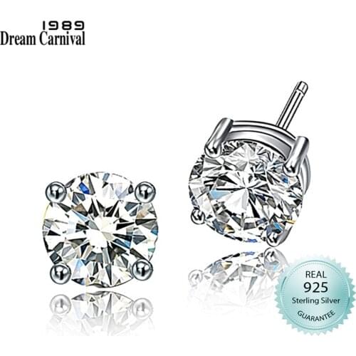 DreamCarnival 1989 Round 925 Sterling Silver Stud Earrings for Women 7mm Mini Daily Jewelry Wholesales Valentine Gifts SE07245R