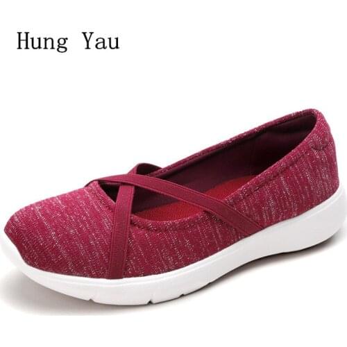 Women Casual Shoes Flats 2019 Summer Fashion Outdoor Elastic Band Breathable Couple Shoes Woman Platform Comfortable
