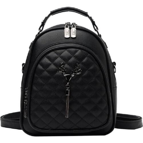 Women Backpacks Fashion School Bag for Girls Leisure Book Bags 2021 Large Capacity Travel Bag Diamond Lattice Deer Head Backpack