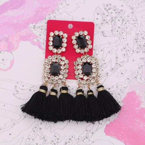 New Luxury CrystalsTassel Earring Women High-Quality Geometric Long Drop Earrings Fashion Trend Jewelry Accessories For Women