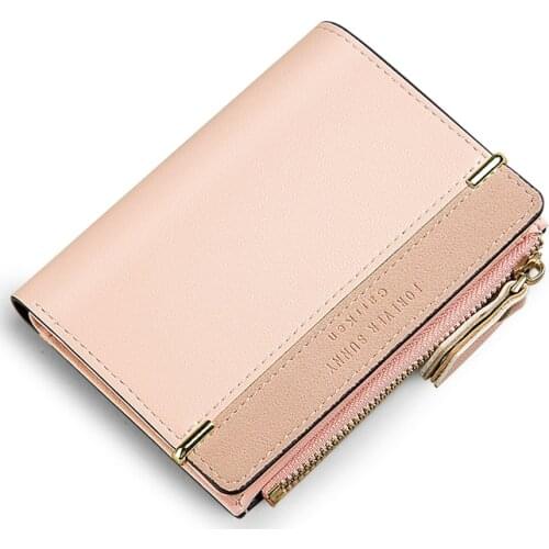 Women Small Wallet Patchwork Design Coin Purse Panelled PU Leather Ladies' Cute Mini ID Card Holder Small Money Bag For Girls