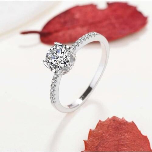 Rings for Women Silver 925 Natural diamond Wedding Fine Luxury Jewelry 4-10 size Simple Temperament Silver Rings Lovers Gift