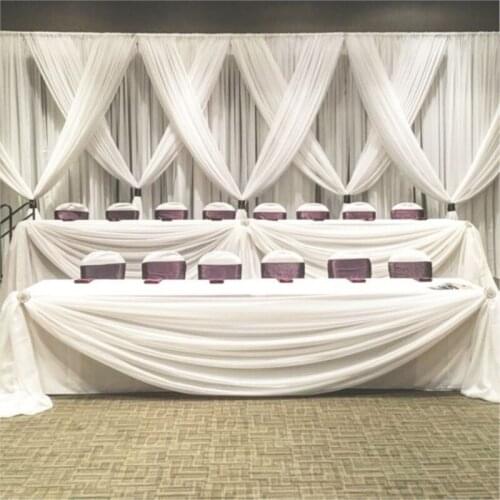 10ft * 20ft Pure white Wedding Backdrop with romantic swags and drapes Wedding Decoration