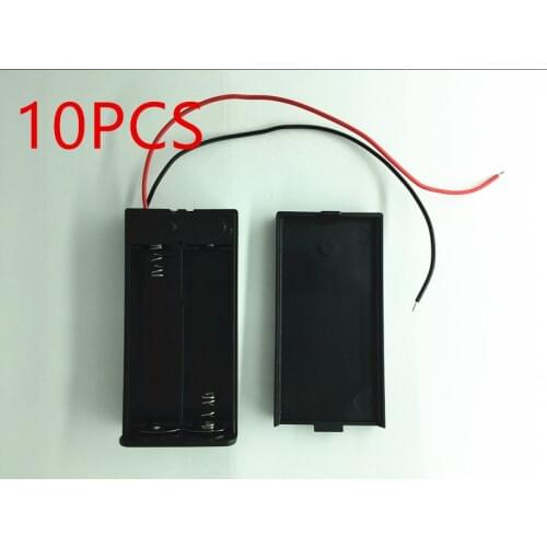 10pc New 2 X AA 3V Battery Storage Case Battery Holder Connector Box ON/OFF Switch With Lead Wire for Electronic Equipment Black