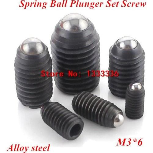 20pcs M3*6 Hex Socket Spring Ball Plunger Set Screw, 3mm wave beads positioning marbles tight screws Alloy steel 12.9 grade