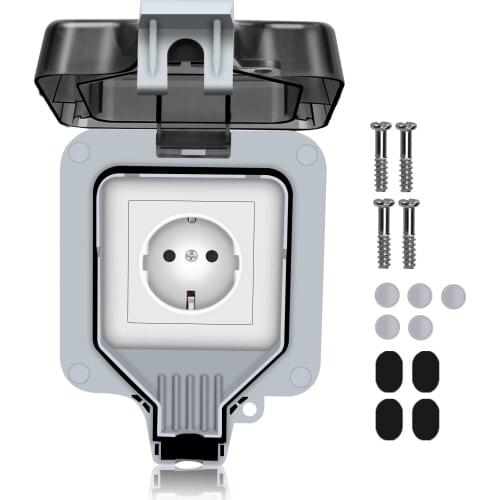 2021 Outdoors IP66 Weatherproof Waterproof Outdoor Socket Box Wall Socket 16A EU Outlet In Stock