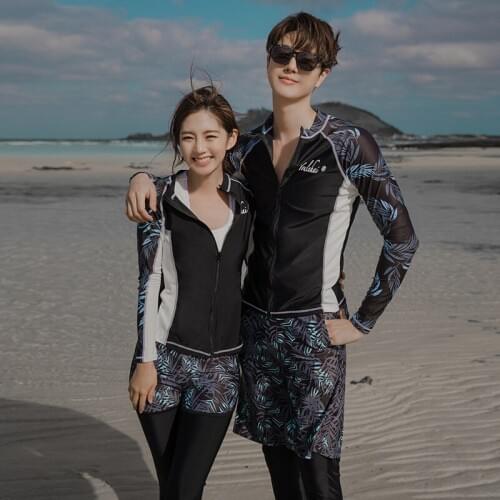 2021 Summer Couple Swimsuit Surfing Diving Suit Women Rashguard UV Proof Long Sleeve Bathing Suit Trousers Quick Dry Beach Wear