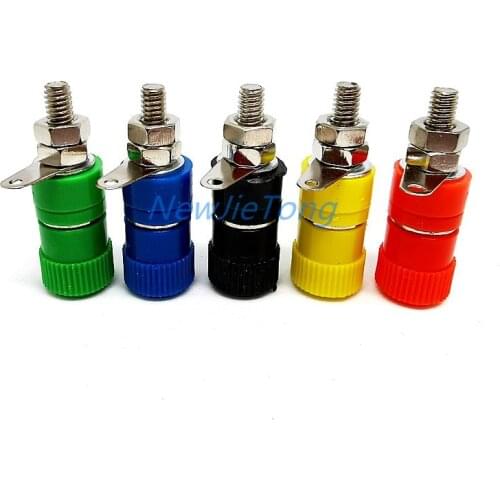 5pcs 5 Colors JS-910B 4mm Banana Socket Nickel Plated Binding Post Nut Banana Plug Jack Connector JS919 Red Black Red Blue Green