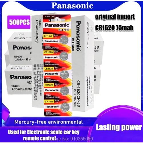 500PCS Panasonic 100% Original CR1620 Button Cell Battery For Watch Car Remote Key cr 1620 ECR1620 GPCR1620 3v Lithium Battery