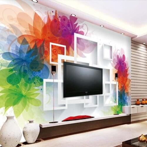 Abstract Geometry Square Colorful Flower Photo Wall Paper Mural for Living Room Bedroom Custom Any Size 3d Waterproof Wallpaper