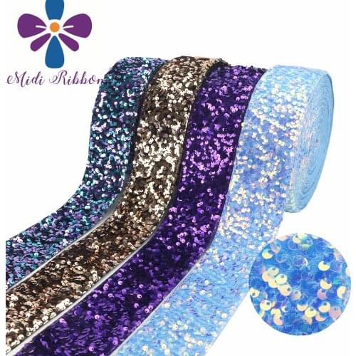 3 Inch 75mm 25 Yards/Roll Sequined Velvet Ribbon DIY Holiday Cheer Hair Bow Material Handmade Clothes Decoration Accessories