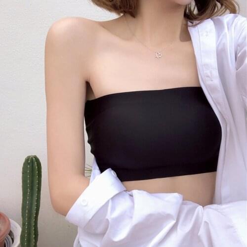 Seamless Women Tube Tops Strapless Sexy Bra Crop Top Back Closure Bandeau Top Underwear Female Strapless Bra Wrap Top 2021 New