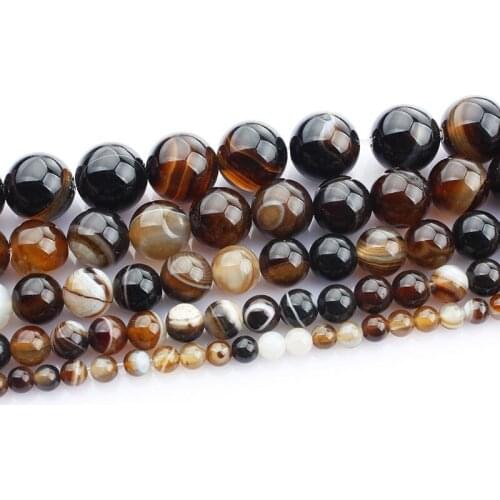 15"(38cm) Strand Round Natural Brown Lace Agate Stone Rocks 4mm 6mm 8mm 10mm 12mm Beads for Jewelry Making DIY Bracelet Findings