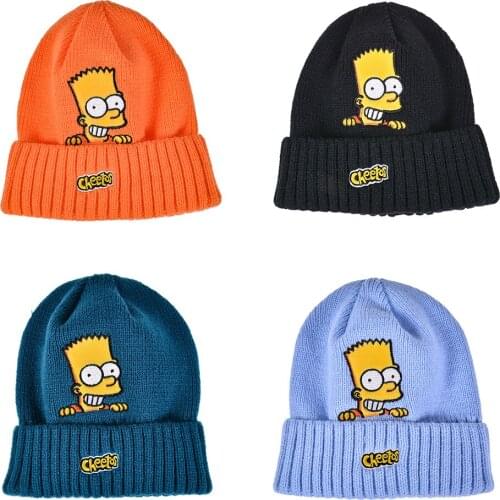 Anime Kids Hat Cosplay Cap Embroidery Beanie Hat Knitted Warm Winter Hats Solid Cartoon Cute Ski Beanies Bonnet