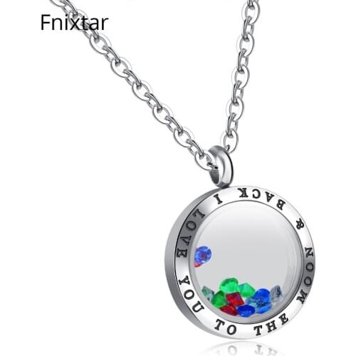 Fnixtar Photo Frame Memory Locket Necklace Stainless Steel Romantic Charms Necklace Women Love You Pendants Necklace Women Gift