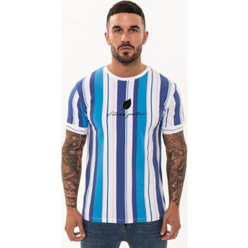 Mens Striped T-shirt Summer New Casual Fashion Printed Short Sleeve Slim O Neck Quick Dry T-shirt Men Camouflage Mens Clothing