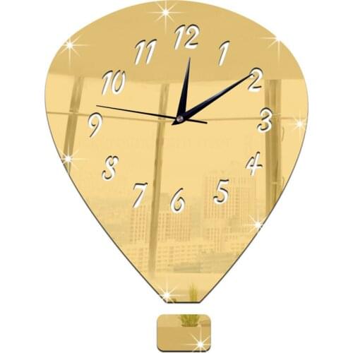 GZ029 hot air balloon acrylic mirror wall clock European living room wall clock