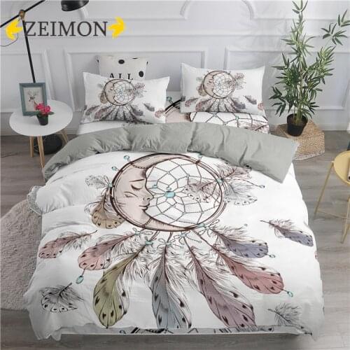 ZEIMON Bohemian Series 3D Dream Catcher Moon Bedding Set Home Decor Polyester Duvet Cover Pillowcase Queen King Size Bed Sets