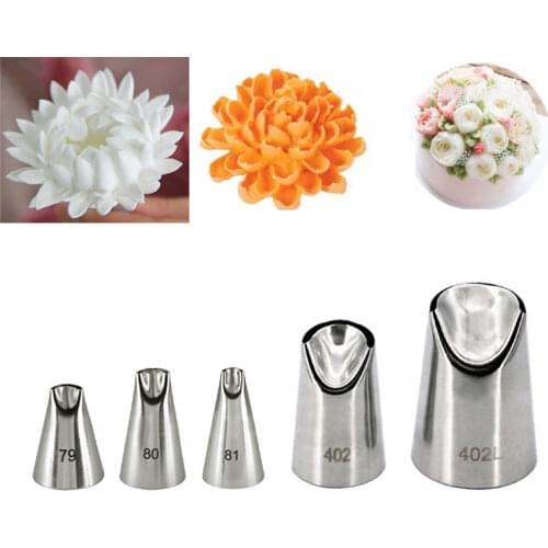 5 PCS Icing Piping Nozzles Stainless Steel Cake Decorating Tips Set Baking Tools For Cream HSH01