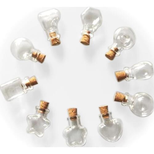 Mini Cute Glass Bottles Necklace Pendants Small Diy Bottles With Cork Diy Wedding Gift Empty Jars Vials 10 Shape Tiny Bottle