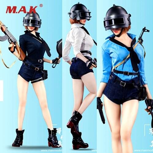 Manmodel MM016 1/6 Scale Female chicken dinner female Combat costumeFighting girl helmet clothes F 12"Female Seamless Body