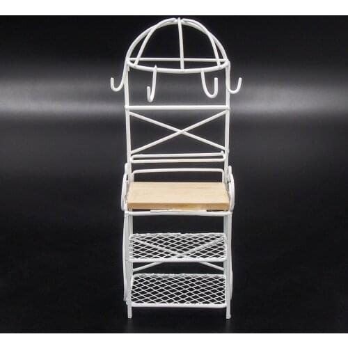 Odoria 1:12 Miniature Metal Wine Rack White Storage Shelf Rack Furniture Dollhouse Accessories Doll House Decoration