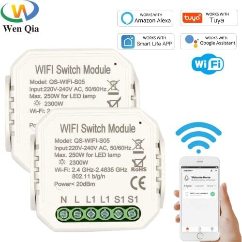 Tuya WiFi Switch Module with Smart Life Switch App Control, Smart Home Automation Interruptor Wifi Work for Alexa, Google home