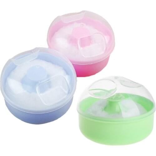 Soft Perfect Baby Face Body Cosmetic Bath Puff Sponge Container Box Powder Case