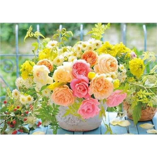 Counted Cross Stitch Kits Needlework Embrodery - Crafts 14 ct Aida Color DIY Arts Handmade Home Decor - Flower Sherbet Yellow