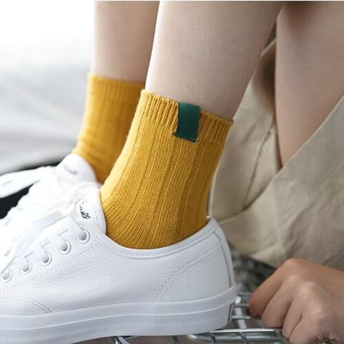 1pair/lot Soild Colors Cotton Socks for Women Striped Soft Women Socks Black White Sox Girls Fashion Meias Solid Casual Sock