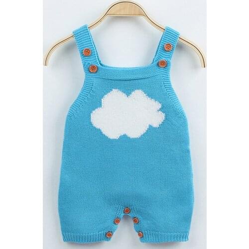 Autumn Overalls For Children Sleeveless Jumpsuits Cartoon Cloud Knitted Newborn Baby Girl Rompers Summer Infant Boy Sunsuit Tops