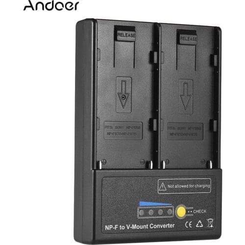 Andoer NP-F to V-mount Battery Converter Adapter Plate with Dual Slot for NP-F550 NP-F750 NP-F970 Series High Quality