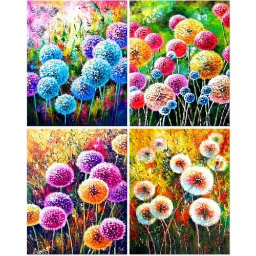 PhotoCustom Oil Painting By Numbers Dandelion DIY Paint By Numbers On Canvas Frameless Flowers 60x75cm Hand Painting Home Decor