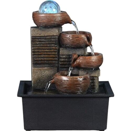 Gifts Desktop Water Fountain Portable Tabletop Waterfall Kit Soothing Relaxation Zen Meditation Lucky Fengshui Home Decorations