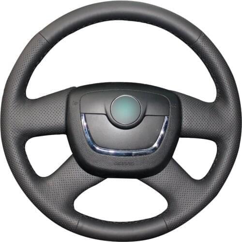 Hand-stitched Black Artificial Leather Car Steering Wheel Cover for Skoda Octavia 2009-2013 Citigo 2011-2012 Roomster Fabia 2009
