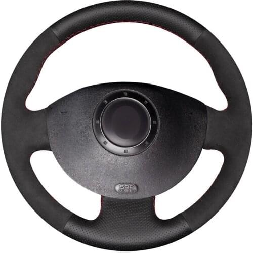 Hand-stitched Black Genuine Leather Car Steering Wheel Cover for Renault Megane 2 2003-2008 Kangoo 2008-2012 Scenic 2003-2009