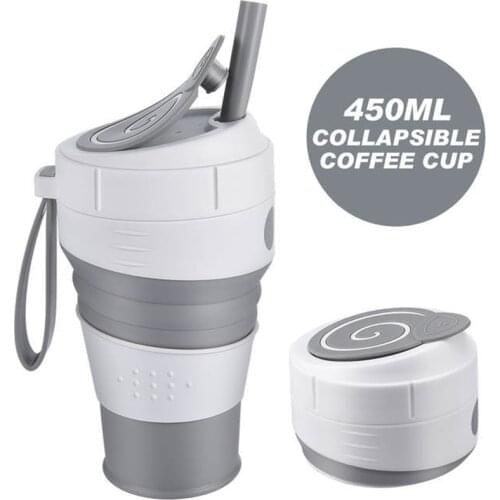 Silicone Coffee Cup Collapsible Composite Travel Mug With Leak-proof Lid Food Grade BPA FREE Foldable Water Cups Tea Coffee Cups