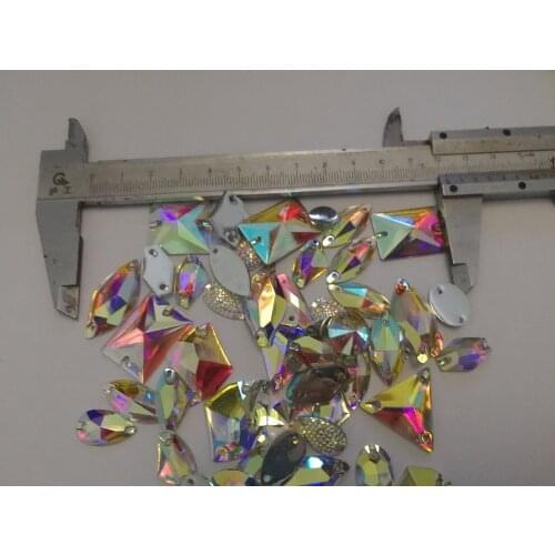 Mix Sizes Crystal AB / Clear AB All Shapes Resin sew on stones flat back sewing on stones