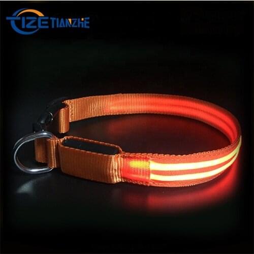 Dog Pets LED Lights Glow In Night Collars Adjustable Polyester Pet Dog Cat Puppy Safe Luminous Flashing Necklace Pet Supplies