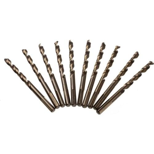 100mm Straight Shank Twist Drill Bit HSS 10PCS High Speed Steel M35 Twist Drill Bit For Metal Wood Plastic Drilling Tools