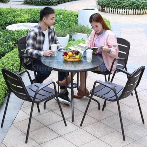 Outdoor table and chair patio combination outdoor leisure simple garden outside balcony small coffee table open air five-piece