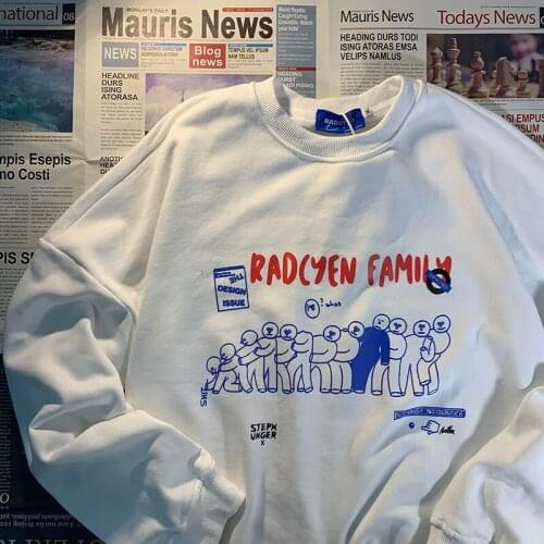 Funny Hoodies Women Ullzang Sweatshirt Vintage Japanese Style Round Neck Sweater Womens Spring Autumn Thin Ins Loose Top