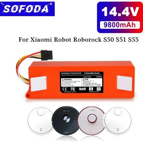 Robotic Vacuum Cleaner Replacement 14.4V 9800mAh Li-ion Battery for Xiaomi Robot Roborock S50 S51 S55 Accessory Spare Parts