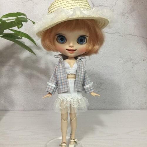 T02-X367 gift girl Blyth Doll clothes 30cm 1/6 dolls Azone Accessories clothes lace bar and lace dress 2pcs/set
