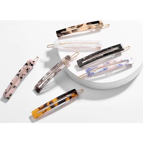 LUNA CHIAO Fashion Hair Accessories Rectangle Acrylic Hair Clips Colorful Resin Barrettes for Women