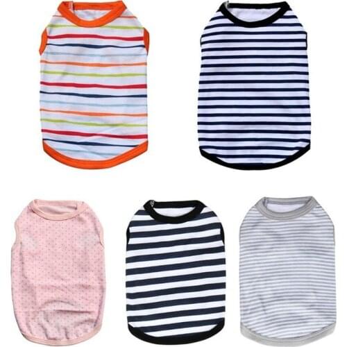 Pet Dog Cat Vest Summer Pet Clothes For Dog Stripe Dot Printed Dog T-Shirt Vest Puppy Chihuahua French Bulldog Clothing Apparel